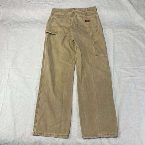 Dickies Work Pants Mens 32x3x Beige Canvas Work Wear Relaxed Fit Carpenter Logo - Picture 2 of 14
